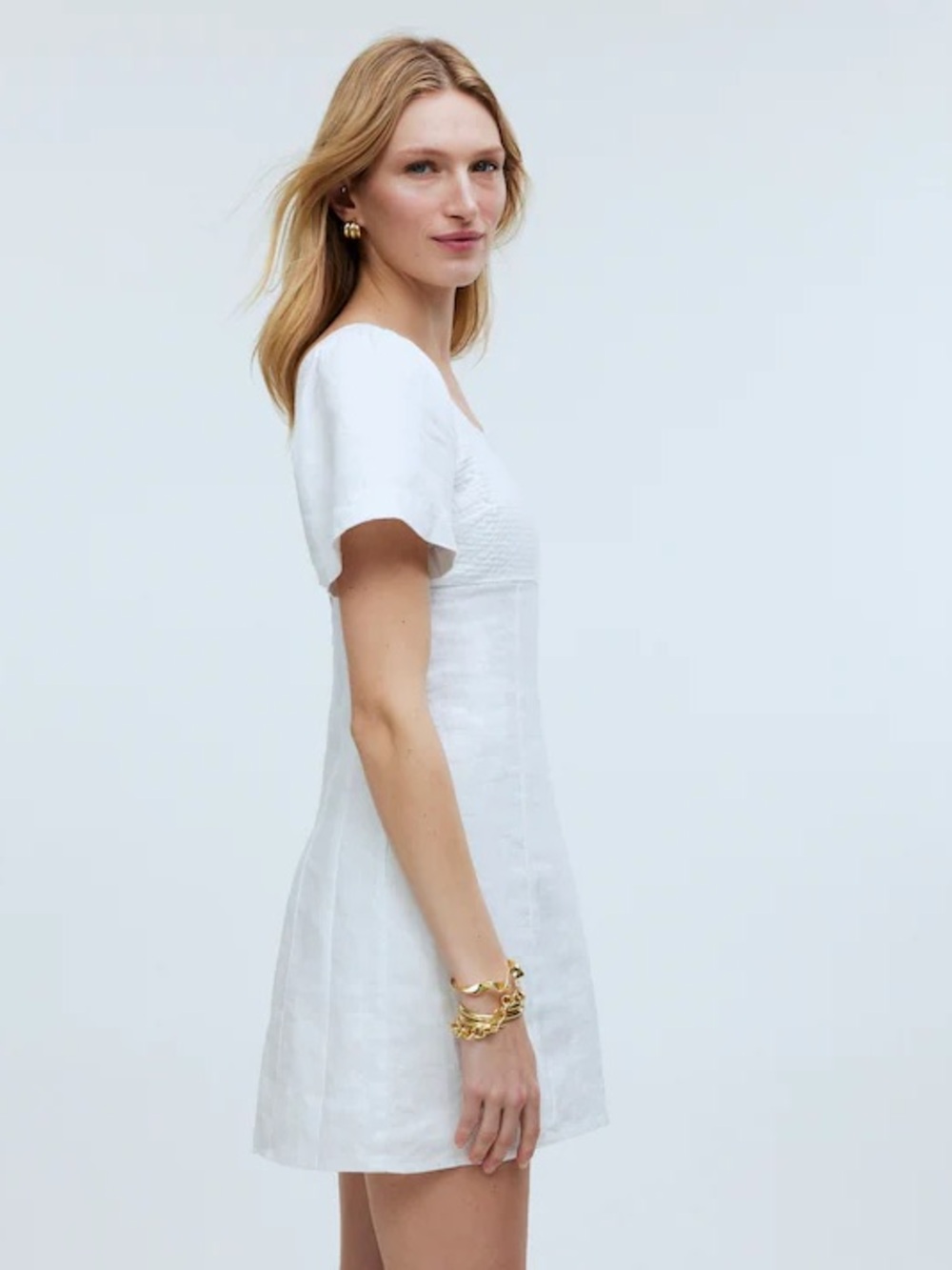 Madewell Square-Neck Mini Dress in 100% Linen - Picture 3 of 9